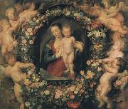 Peter Paul Rubens Madonna and Child with Garland of Flowers and Putti (mk01) Sweden oil painting artist
